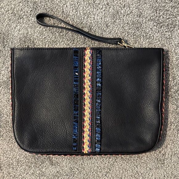 Vince Camuto Large Leather Black Clutch - Picture 1 of 10